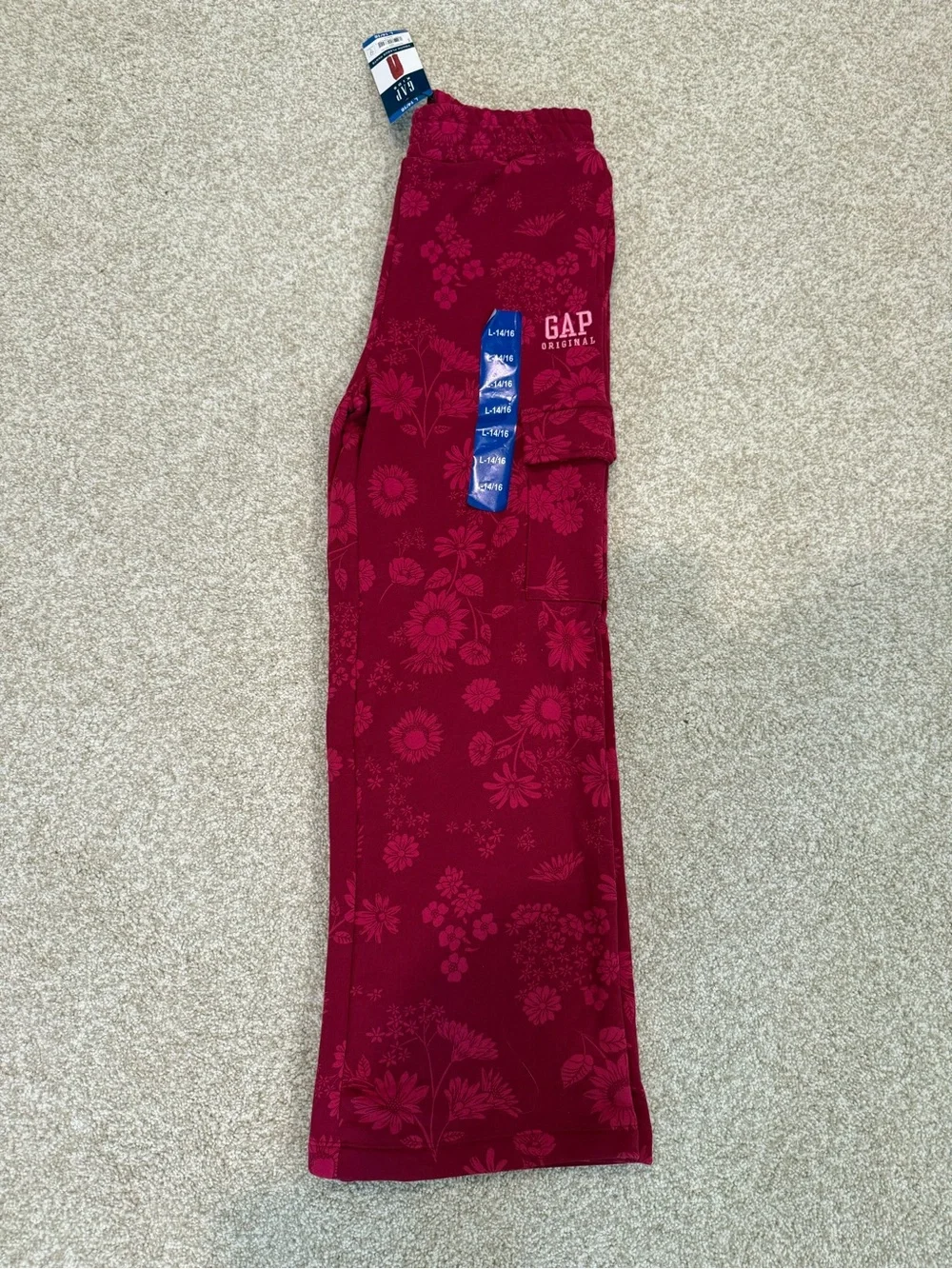 GAP Kids Floral Zip Hoodie & Joggers Set — Deep Magenta